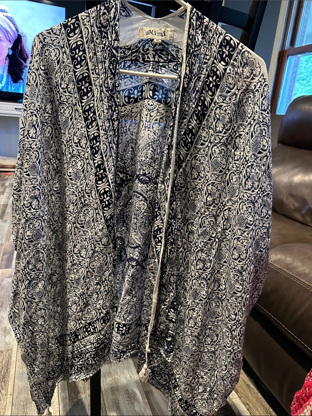Mimi Black & White Printed Open-Front kimono